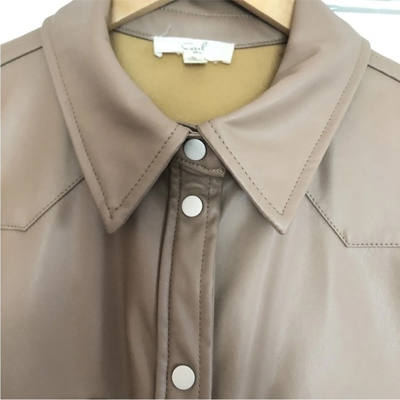 Easel Women’s Faux Leather Duster Shirt Jacket Shacket Small Boho Trench Coat - Picture 3 of 16